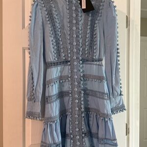 Blue Long Sleeve Dress